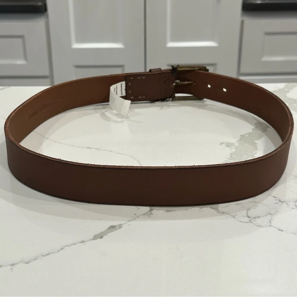 Timberland NWT Brown Genuine Leather Belt Wrapped Buckle Workwear Casual Size 38